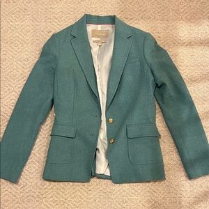 Sea Foam Green Wool-Blend Tailored Blazer
